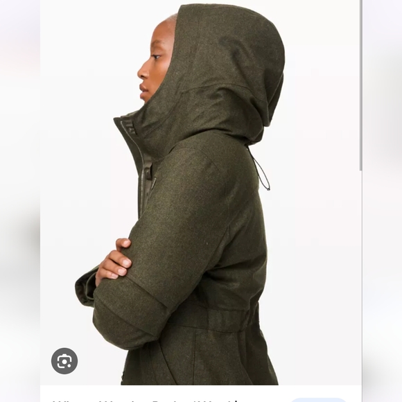 Lululemon Winter Warrior Wool Parka- Heathered Dark Olive - Picture 3 of 9